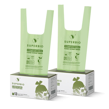 SUPERBIO 1.6 Gallon Compostable Food Scrap Bags For Counter Top Bin