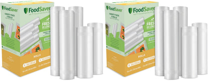 FoodSaver Custom Length Vacuum Sealer Bags Multipack, 5 Count Rolls for Airtight Food Storage and Sous Vide - Compatible with FoodSaver, 8 (2 Pack) and 11 (3 Pack)