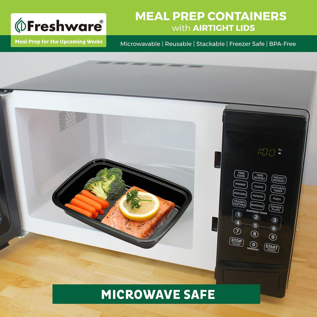Freshware Meal Prep Containers [50 Pack] 1 Compartment with Lids, Food Storage Containers, Bento Box, BPA Free, Stackable, Microwave/Dishwasher/Freezer Safe (24 oz)