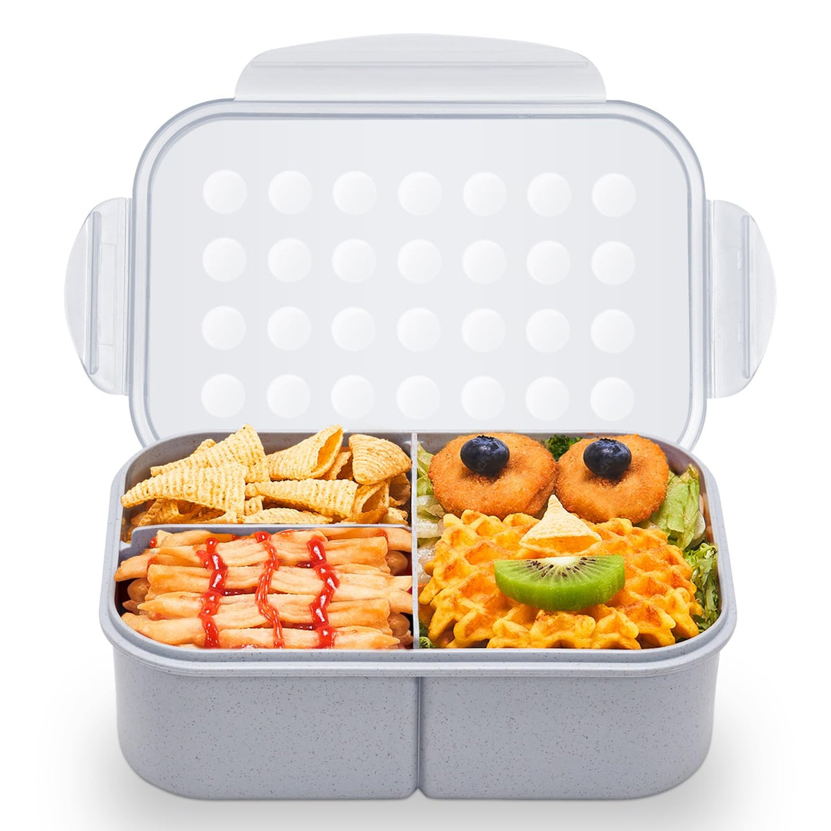 MISS BIG® Bento Lunch Box for Kids, 1150ml, 3 Compartments, Gray
