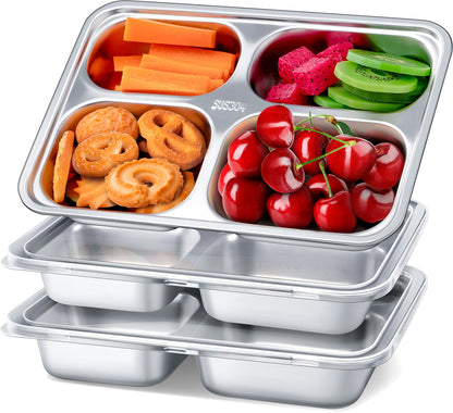 3-Pack Stainless Steel Snack Containers & Kids Lunch Boxes, 20 oz Each