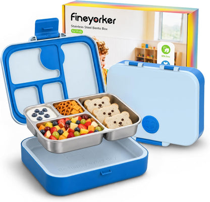 Kids Stainless Steel Bento Lunch Box, 4 Compartments