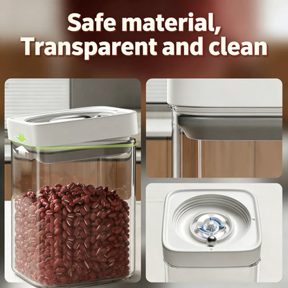 UFORU Wall-Fit Square Plastic Kitchen Container Set - Sealable Dry Food Canisters with Rotating Seal Lids, Wide-Open Pour Pantry Organizers for Pantry Organization, Fits Tight Spaces, Keeps Contents Fresh