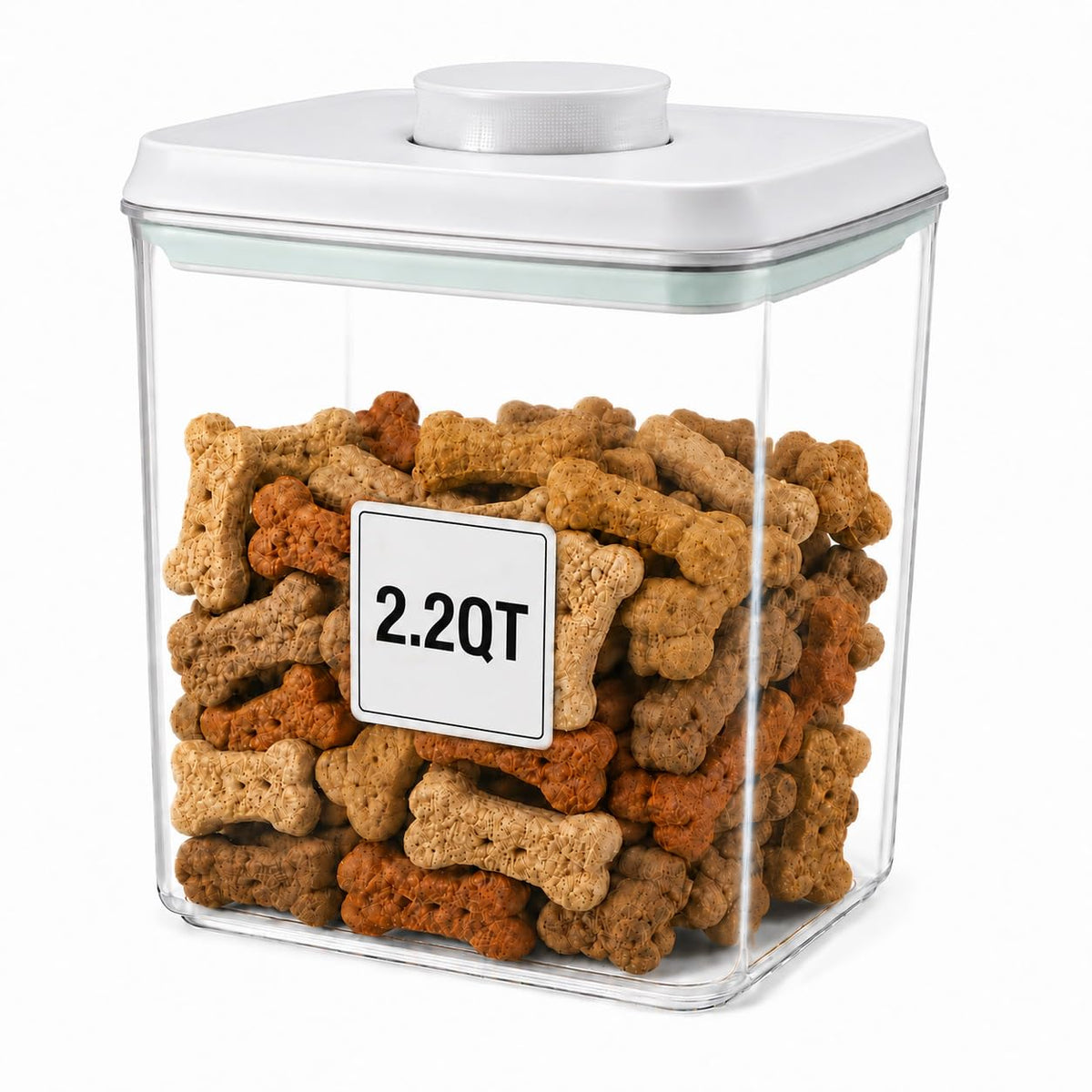 Pet Dog-Cat POP-Treat Airtight jar-Container - 1.3 Qt/1.2 L | Stackable One-Touch Opening | Airtight Dog and Cat Food Storage Container | BPA-Free