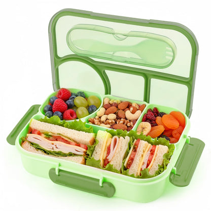 Bento Box for Adults,4 Compartments Lunch Box, Snack Containers Reusable Lunch Containers Drop-Proof, Dishwasher Safe & Made with BPA-Free Materials, Pink