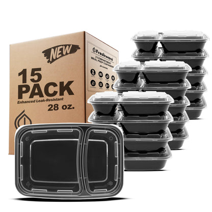 Freshware Meal Prep Bowl Containers [30 Pack] Plastic Bowls with Lids for Soup and Salad, Food Storage Bento Box, BPA Free, Stackable, Lunch Boxes, Microwave/Dishwasher/Freezer Safe (28 oz)