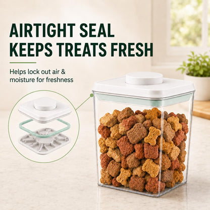 Pet Dog-Cat POP-Treat Airtight jar-Container - 1.3 Qt/1.2 L | Stackable One-Touch Opening | Airtight Dog and Cat Food Storage Container | BPA-Free