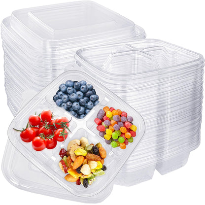 50 Pcs Bento Snack Food Containers,4 Compartment Lunchable Container