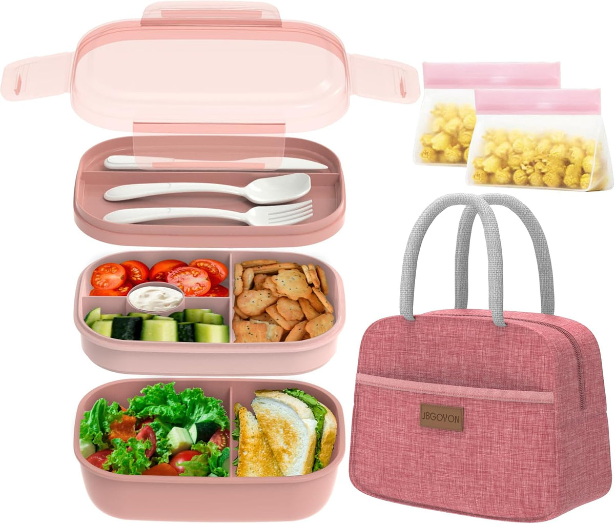 JBGOYON Leakproof Bento Box & Insulated Lunch Bag Set for School and Work
