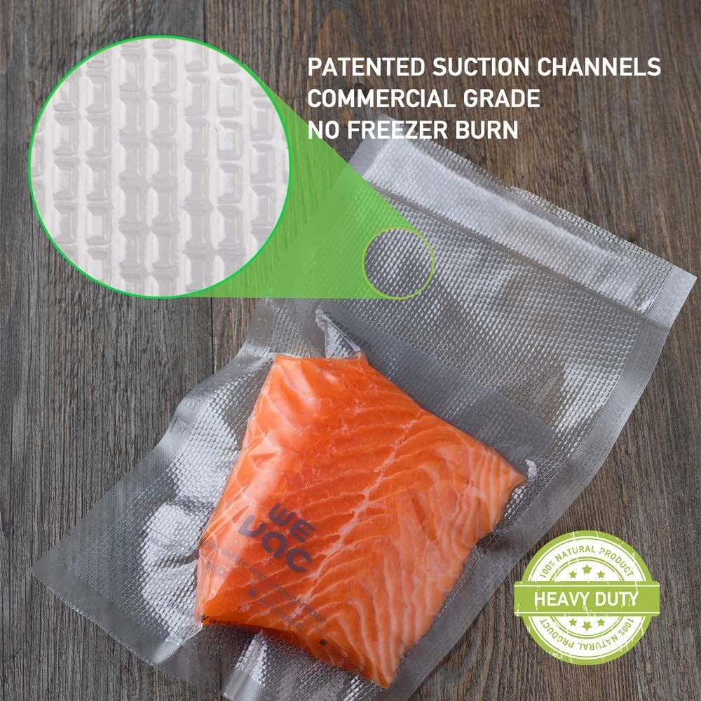 Wevac 8"x12" Vacuum Sealer Bags for Food, 200 Precut Quart Bags, Keeper Box
