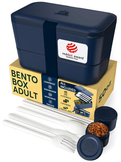 Umami Bento Box Adult, Leakproof, All-in-1 Lunch Containers for Adults