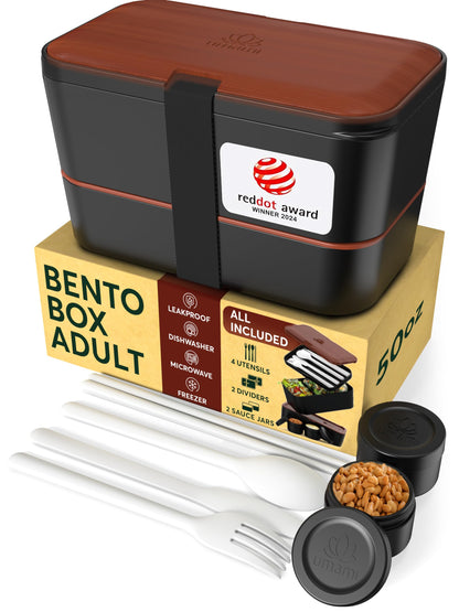 Umami Bento Box Adult, Leakproof, All-in-1 Lunch Containers for Adults