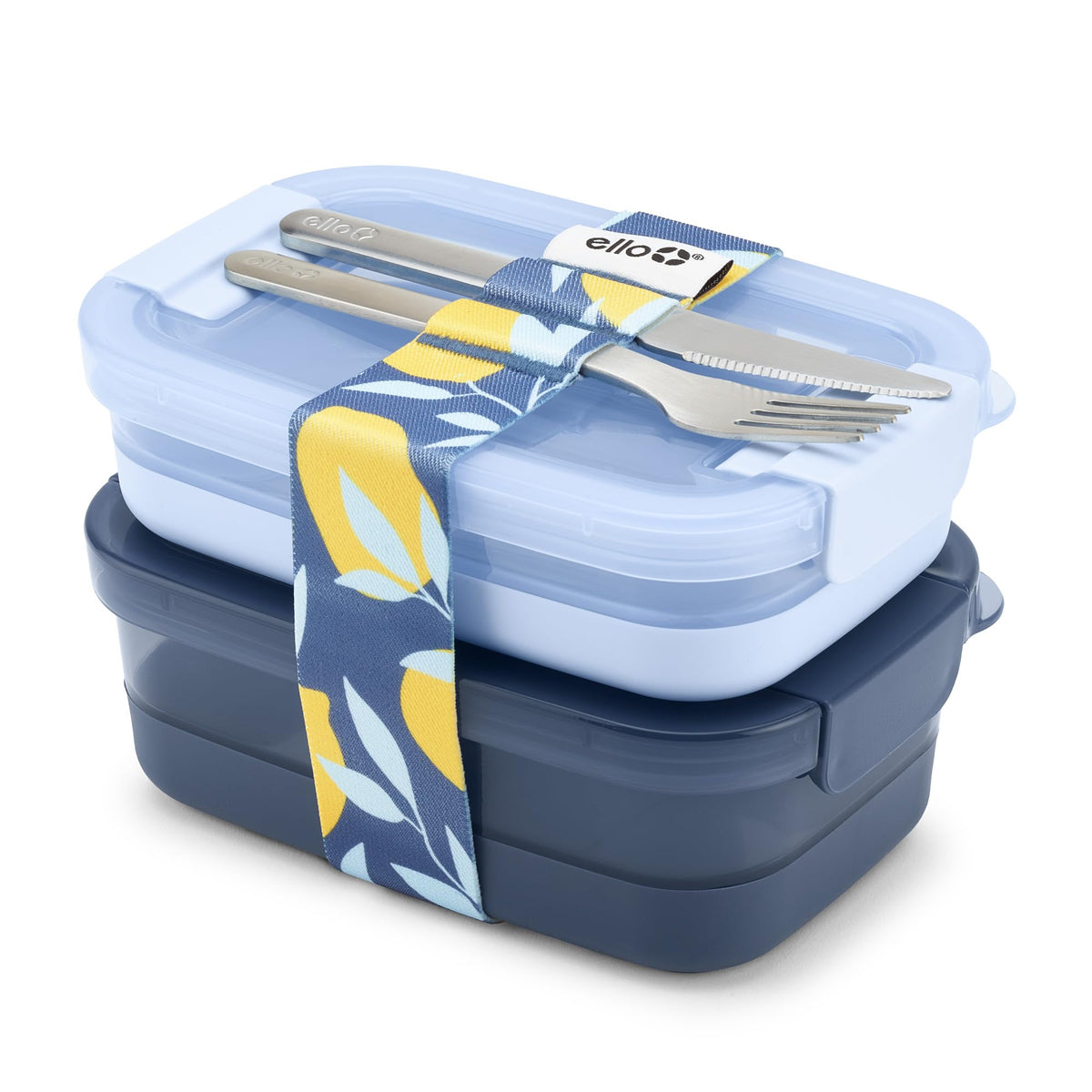 Ello Lunch Stack Bento Box Plastic Food Containers, 2 Pack, Wisteria