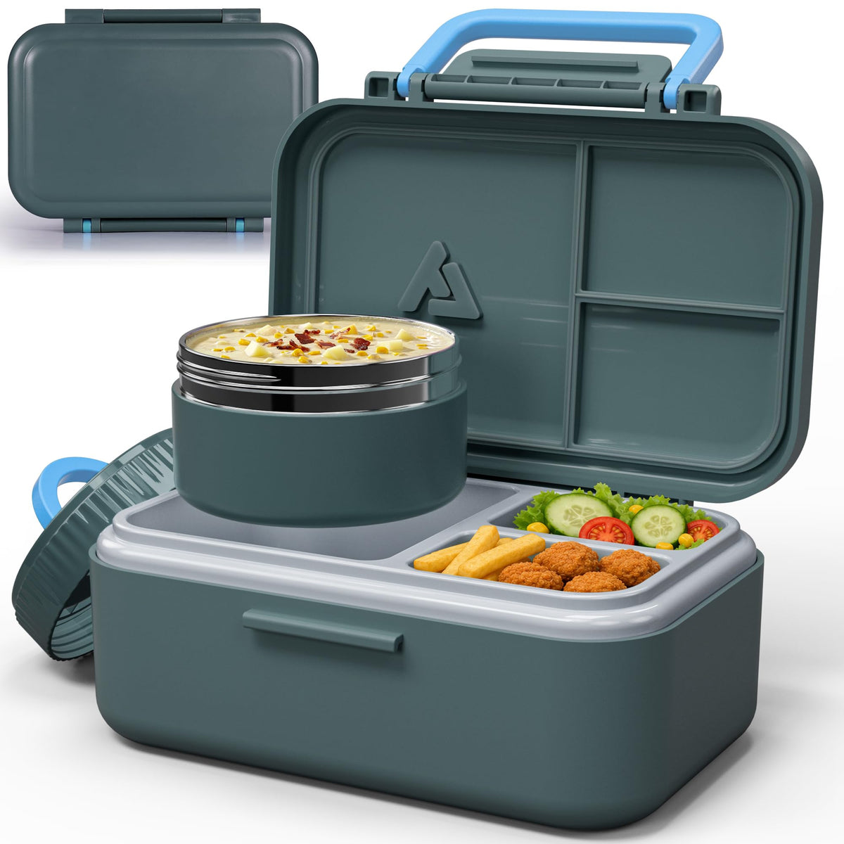 Bento Lunch Box 1283ML/ 43 oz with 391 ML/ 13 oz Food Jar, Ice Pack