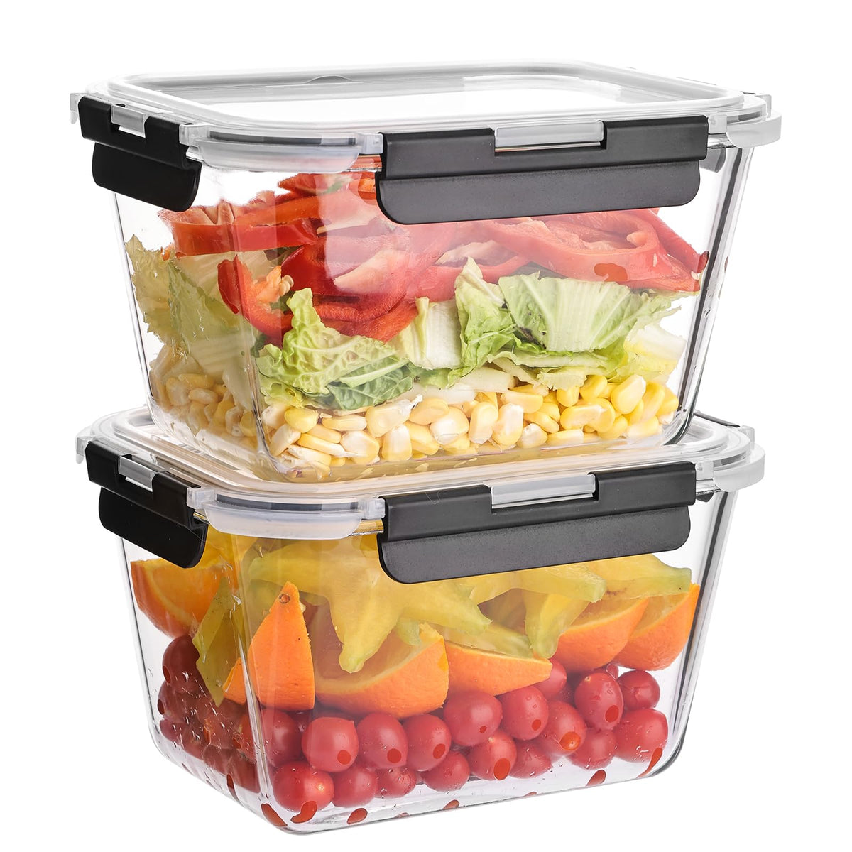 Liuruiyu 8 Pack Glass Food Storage Containers with Lids, Meal Prep Containers, Airtight Bento Boxes with Leak Proof Locking for Microwave, Oven, Freezer and Dishwasher, BPA Free