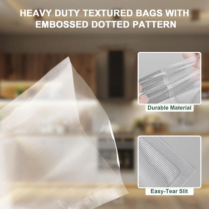 Vacuum Sealer Bags for Food - 200 Quart 8'' x 12'' Pre-Cut Food Saver Bags Quart Size, Heavy Duty Vacuum Bags for Food, BPA Free Vacuum Seal Bags for Freezer Storage, Seal a Meal or Sous Vide