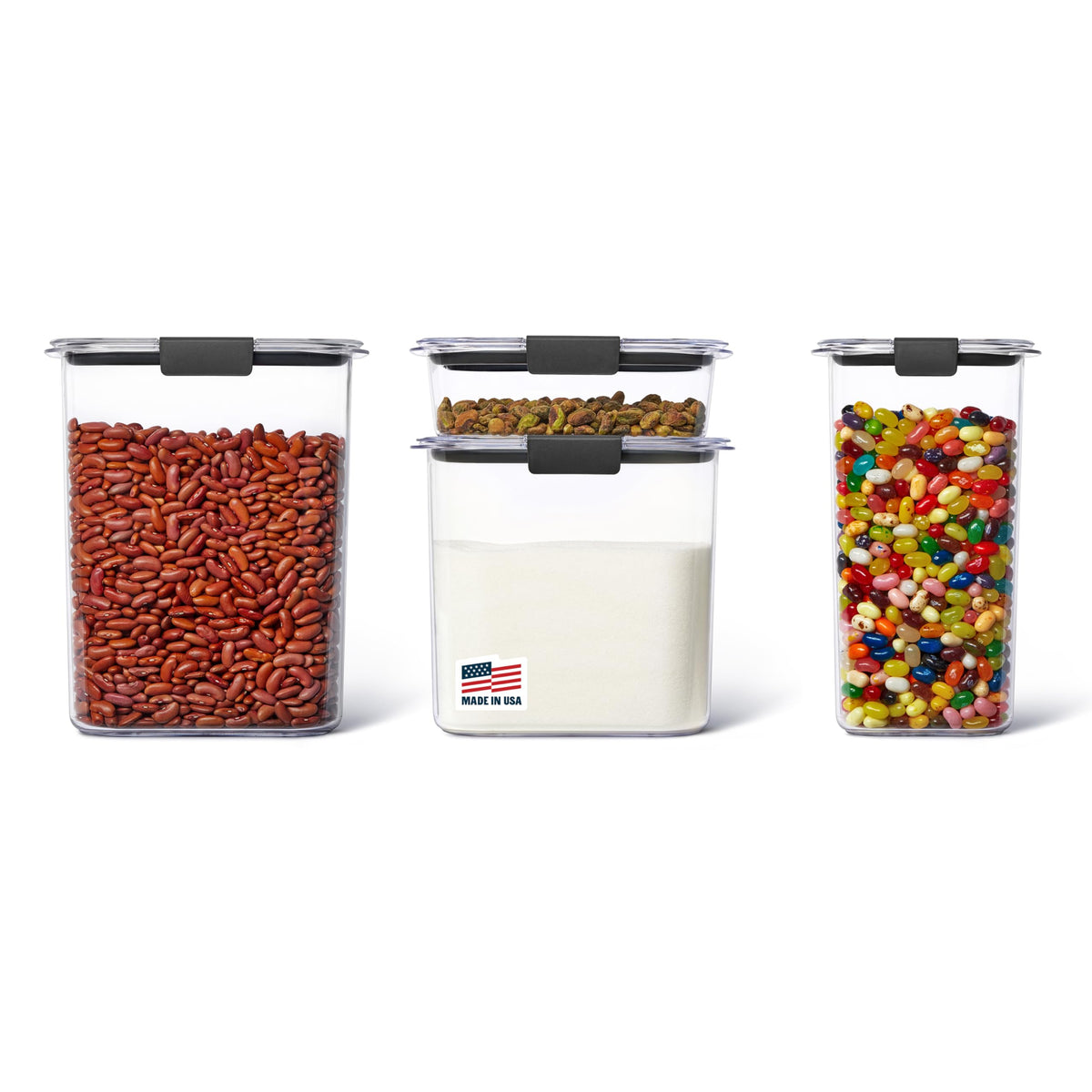 Rubbermaid Brilliance 12-Cup Airtight Food Storage Container, Perfect for Pantry Staples, Clear/Grey