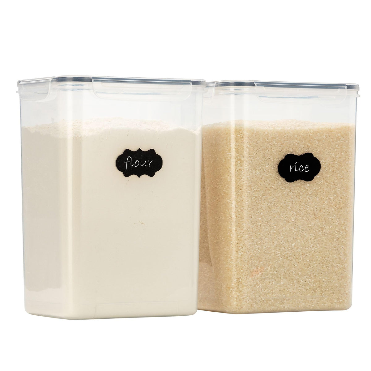 Chef's Path Extra Large Airtight Food Storage Containers with Lids, Pack of 2, 6.5L, 220Oz, Airtight Kitchen and Pantry Bulk Canisters for Flour, Sugar, Rice, and Baking Supplies - Transparent
