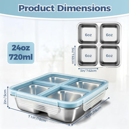 4 Pack Stainless Steel Snack Containers with Lids 24 oz