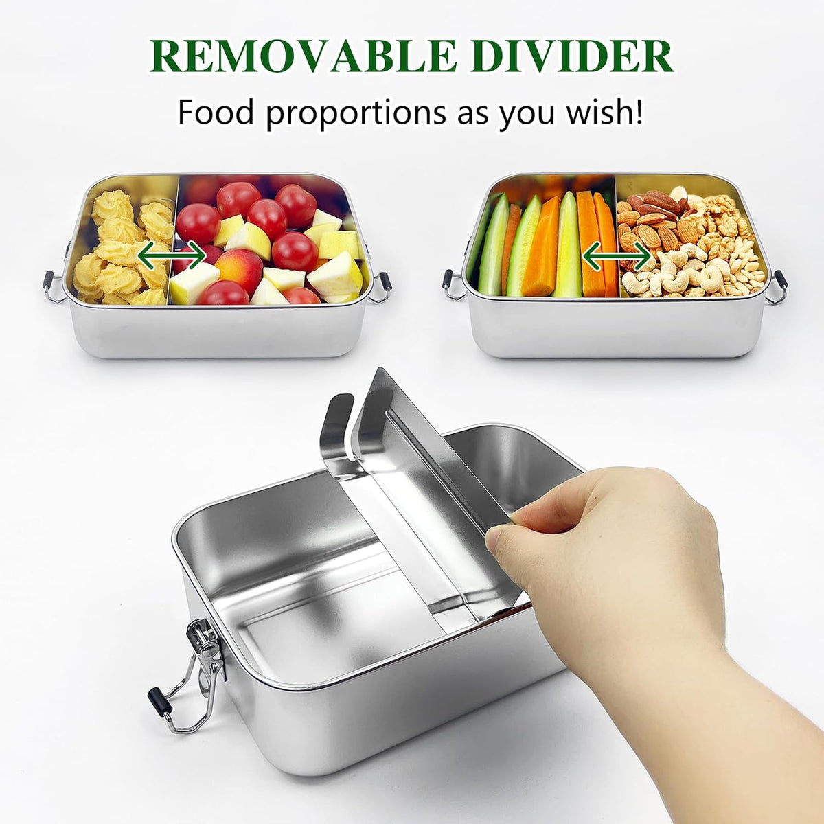 Anatole 304 Stainless Steel Bento Box 47oz Leak-Proof Lunch Box 1 Divider