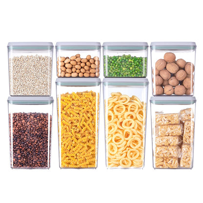 Airtight Food Storage Containers,1.3Qt 3Pcs Pop Food Containers with Lids, Stackable One Button Opening Kitchen Pantry Organizers and Storage, BPA-Free Food Containers Set for Snacks Candy Spices