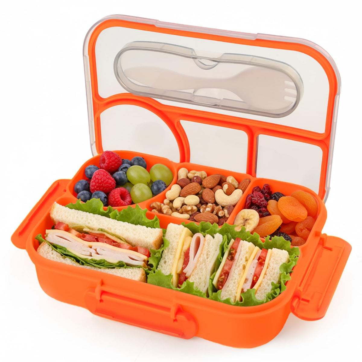 Bento Box for Adults,4 Compartments Lunch Box, Snack Containers Reusable Lunch Containers Drop-Proof, Dishwasher Safe & Made with BPA-Free Materials, Pink