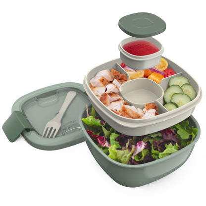 Bentgo Salad Container, Lunch Bowl with 4-Compartment Toppings Tray, 54 oz