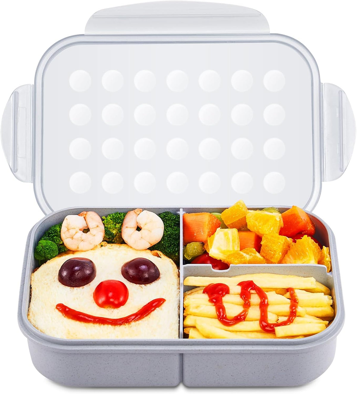 MISS BIG® Bento Lunch Box for Kids, 1150ml, 3 Compartments, Gray