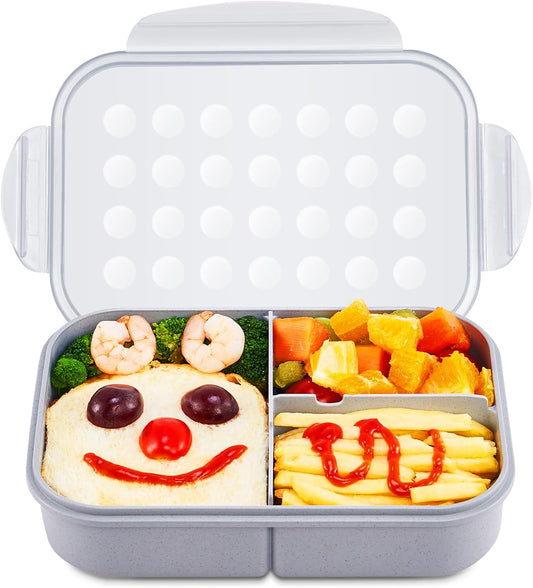 MISS BIG® Bento Lunch Box for Kids, 1150ml, 3 Compartments, Gray