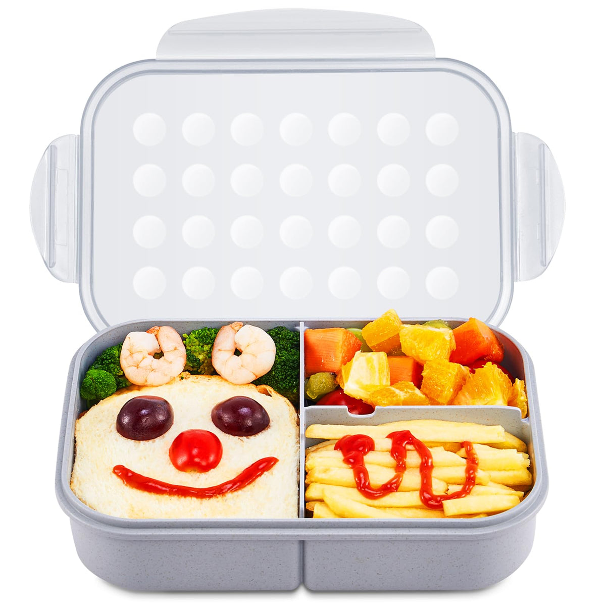 MISS BIG® Bento Lunch Box for Kids, 1150ml, 3 Compartments, Gray
