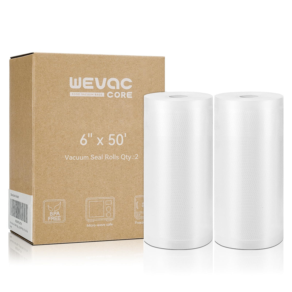 Wevac Vacuum Sealer Bags for Food 11x50 2 Rolls, Fit Food Saver Machines