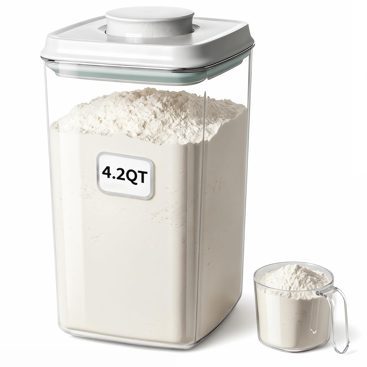 Pop Airtight Food Storage Containers Set with Lids, 6 Pcs Stackable One Button Opening Food Containers Kitchen Pantry Organization and Storage, BPA Free Stackable Cereal Container (0.5, 1.2, 1.8qt)*2