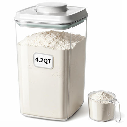 Pop Airtight Food Storage Containers Set with Lids, 6 Pcs Stackable One Button Opening Food Containers Kitchen Pantry Organization and Storage, BPA Free Stackable Cereal Container (0.5, 1.2, 1.8qt)*2
