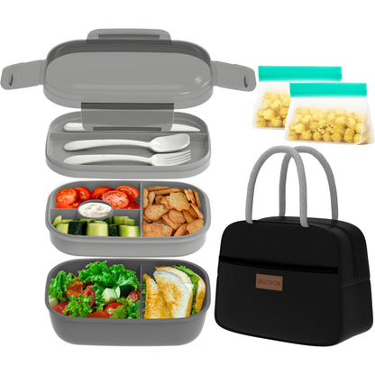 JBGOYON Leakproof Bento Box & Insulated Lunch Bag Set for School and Work