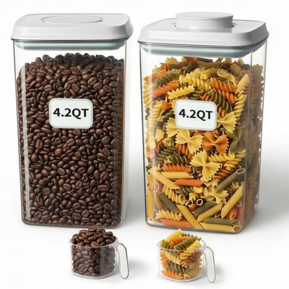 Pop Airtight Food Storage Containers Set with Lids, 6 Pcs Stackable One Button Opening Food Containers Kitchen Pantry Organization and Storage, BPA Free Stackable Cereal Container (0.5, 1.2, 1.8qt)*2