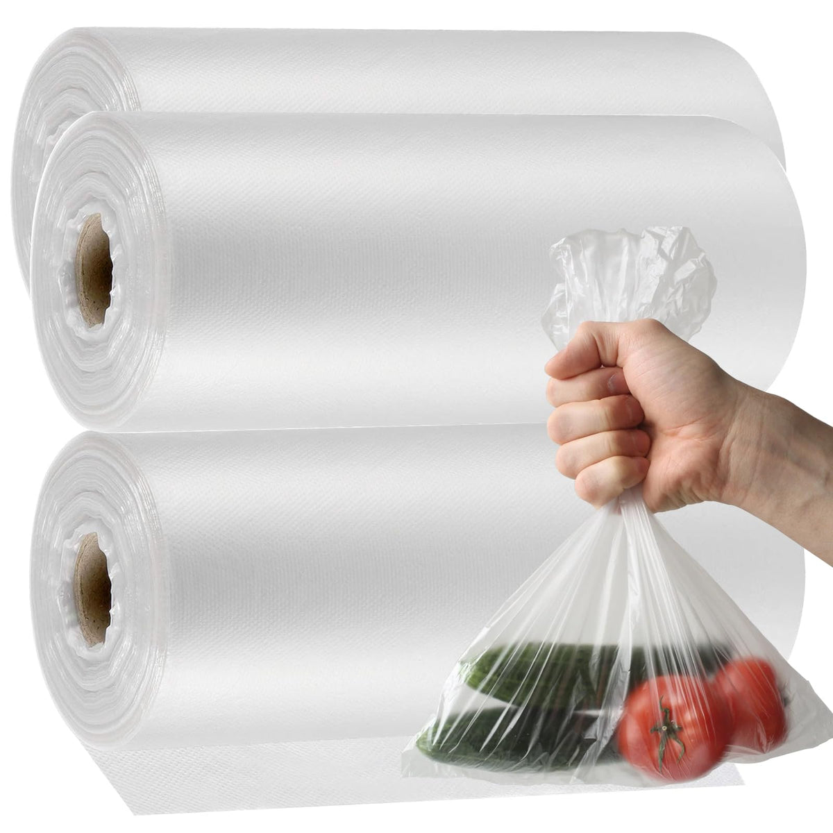 1000 Count 10 x 14 Inches Plastic Produce Bags Roll,Clear