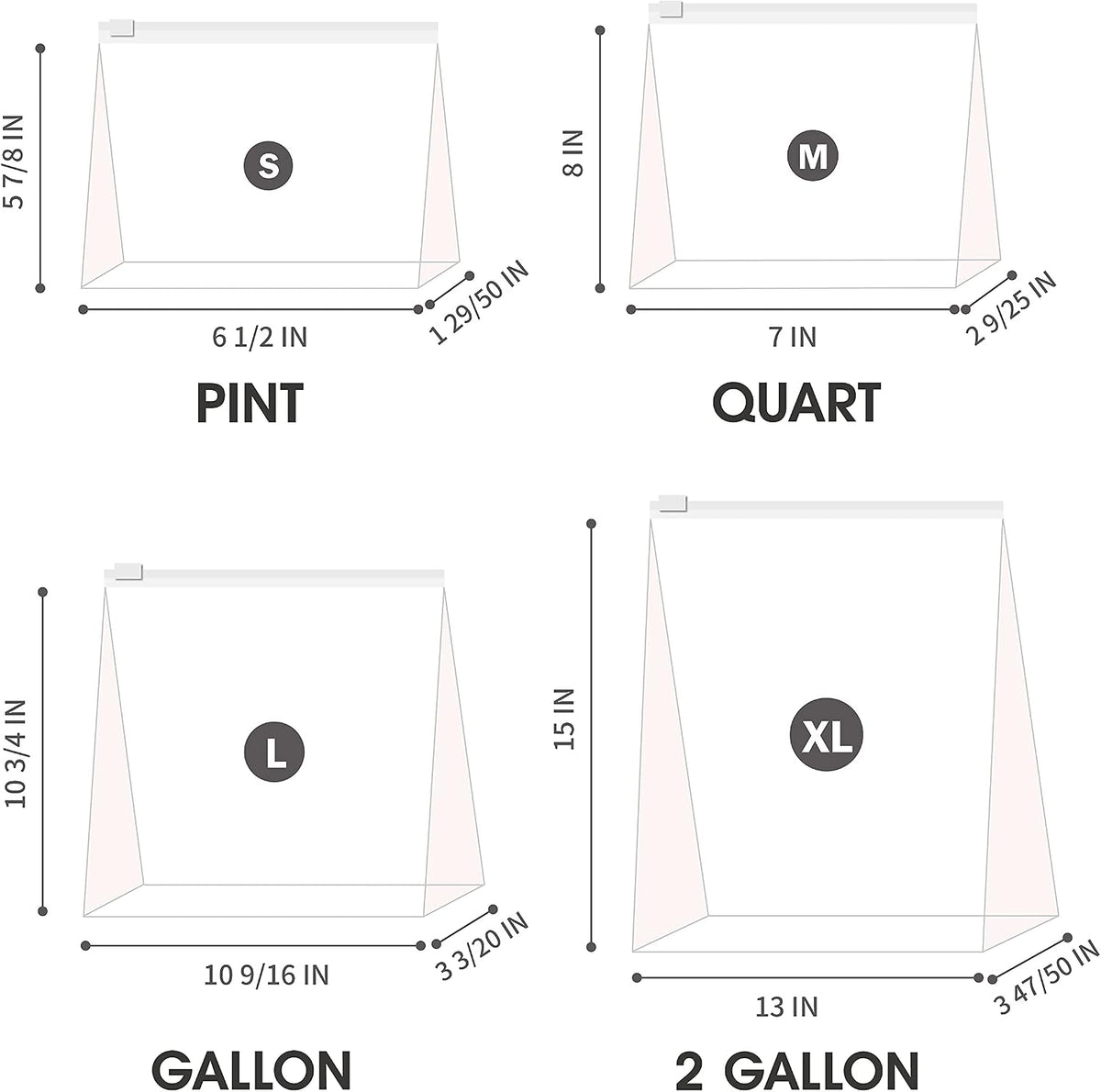 Variety Slider Storage Bags, 4 Sizes- 145 Count, Expandable Bottom, Microwave-Safe, Zero BPA