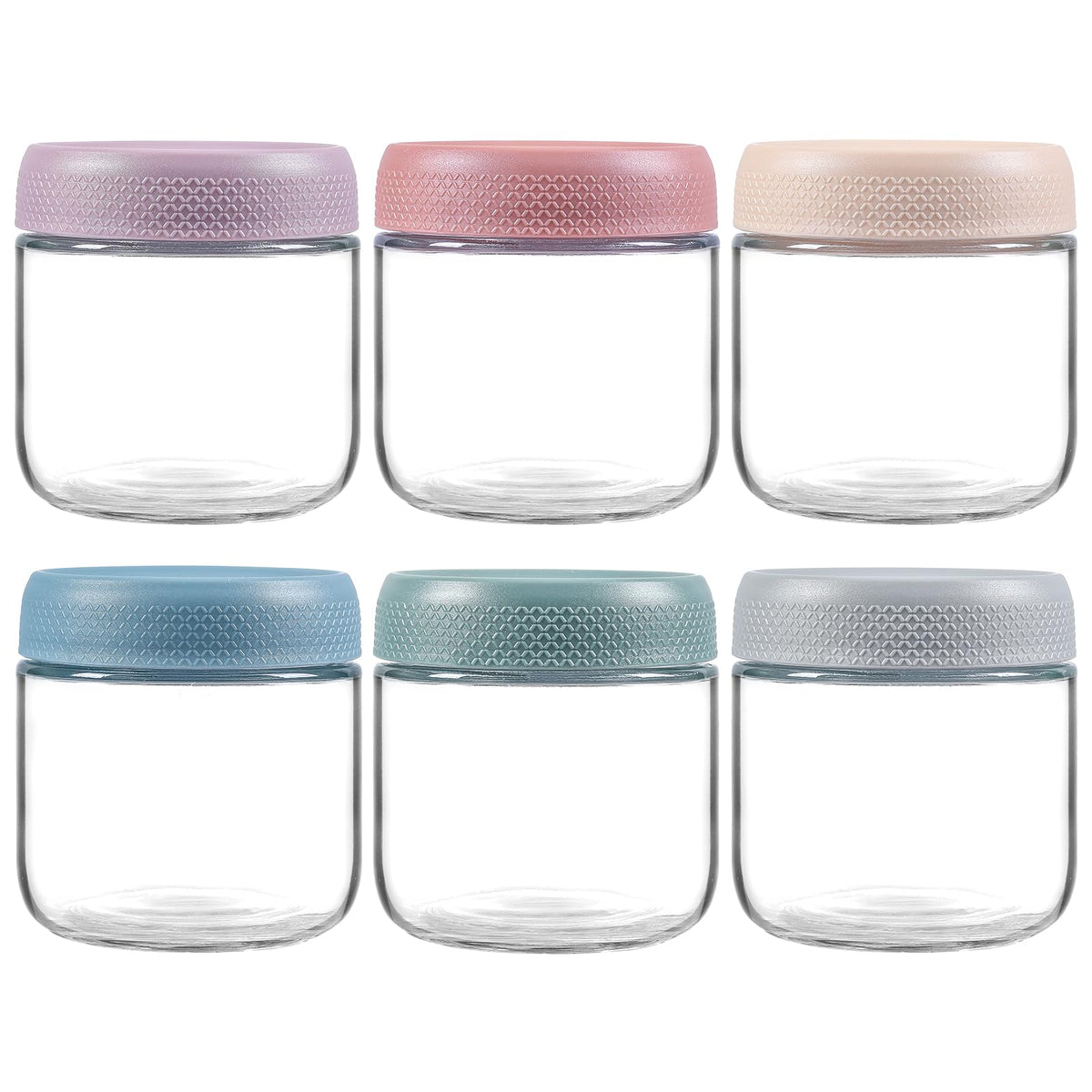 NETANY 6-pack 16 oz Overnight Oats Containers with Lids, Glass jars with Airtight Lids, Wide mouth Mason Salad jars, Glass Food Storage Containers for Snacks Yogurt Spice Sugar