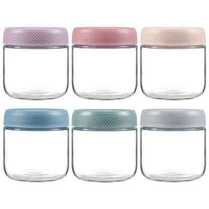 NETANY 6-pack 16 oz Overnight Oats Containers with Lids, Glass jars with Airtight Lids, Wide mouth Mason Salad jars, Glass Food Storage Containers for Snacks Yogurt Spice Sugar