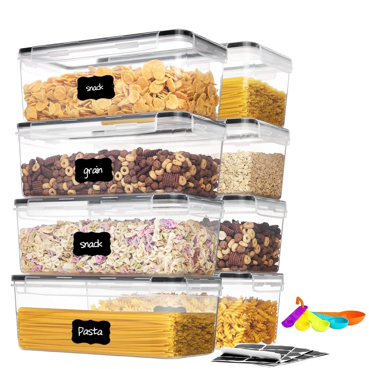 42pcs Airtight Containers, Clear Stackable Dry Food Storage