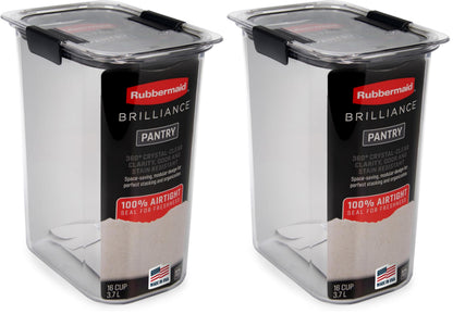 Rubbermaid Brilliance Pantry Airtight Food Storage Container, BPA-Free 7.8 Cup, Ideal for Brown Sugar - Efficient, Leak-Proof and Dishwasher-safe