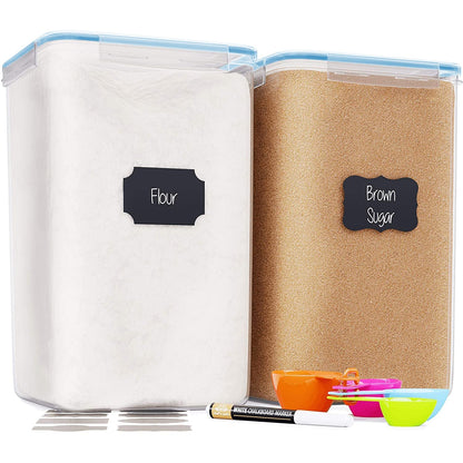Chef's Path Extra Large Airtight Food Storage Containers with Lids, Pack of 2, 6.5L, 220Oz, Airtight Kitchen and Pantry Bulk Canisters for Flour, Sugar, Rice, and Baking Supplies - Transparent