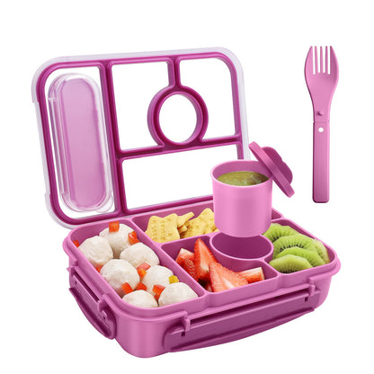 Amathley Bento Box Adult Lunch Box Kids,Lunch Containers for Adults/Kids/Toddler,5 Compartments Bento Lunch Box with Sauce Vontainers,Microwave & Dishwasher & Freezer Safe,BPA-Free (White)