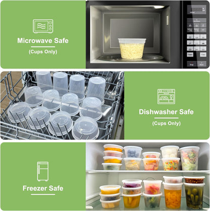 60 Sets (120-Piece) Deli Containers with Lids, 32/16/8 oz X 20 Set Each