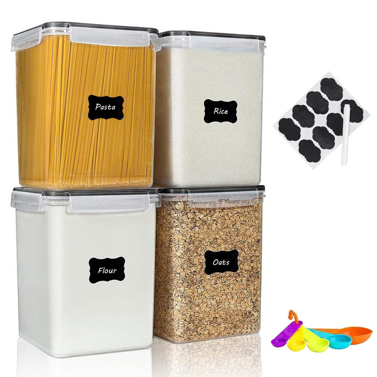 42pcs Airtight Containers, Clear Stackable Dry Food Storage