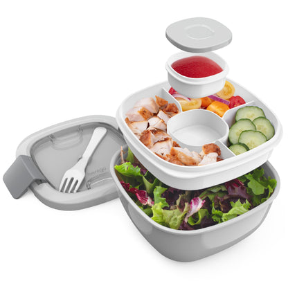 Bentgo Salad Container, Lunch Bowl with 4-Compartment Toppings Tray, 54 oz