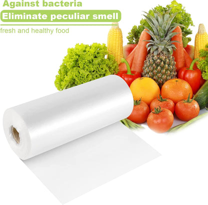 RyhamPaper Food Storage Bags, 1 Roll 12 x 16 Plastic Produce Bag on a Roll Fruits, Vegetable, Bread, Food Storage Clear Bags, 350 Bags
