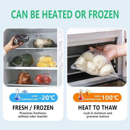 9527 Product 12" x 16" Clear Plastic Produce Bag, Food Storage Bag on a Roll, 350 Bags One Roll, Freeze/Heat Clear Bag for Bread, Meat, Vegetables, Fruits