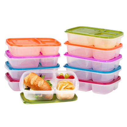 Bentgo Easyboxes - Original Stackable Lunch Boxes - Reusable 3-Compartment Food Containers for Kids and Adults - Bento Lunch Box for Meal Prep, School, & Work - BPA Free, Set of 4 (Classic)