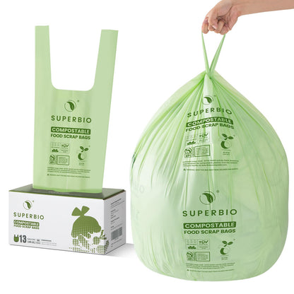 SUPERBIO 1.6 Gallon Compostable Food Scrap Bags For Counter Top Bin